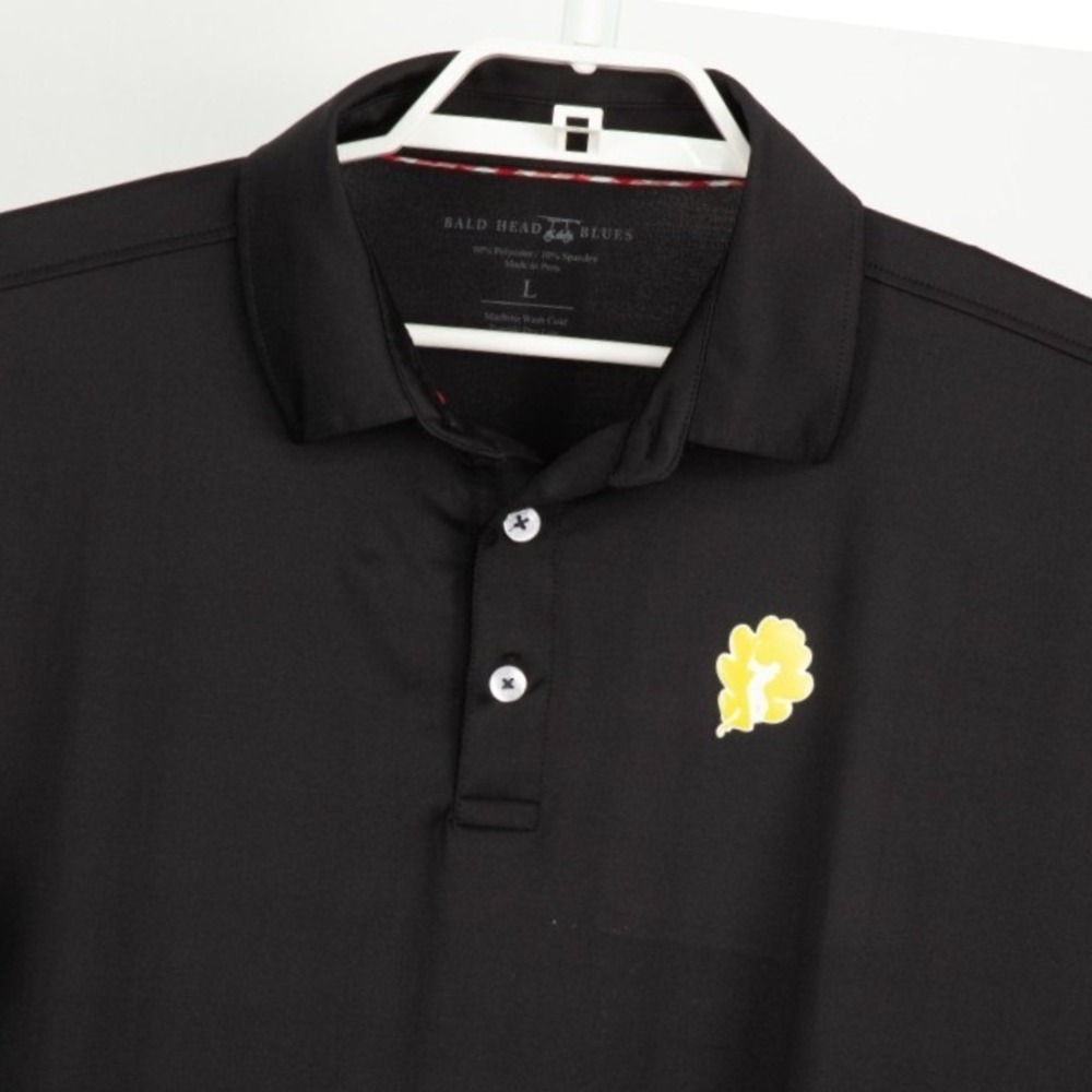 Bald Head Blues Polo Shirt Men Large Black Performance Stretch Golf Short Sleeve - Picture 1 of 10